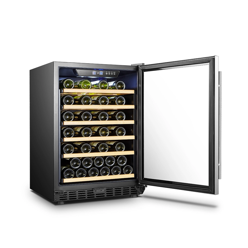 154L 51 Bottles Single Zone Curved Stainless Steel Wine Cooler/ Wine Refrigerator/Wine Fridge
