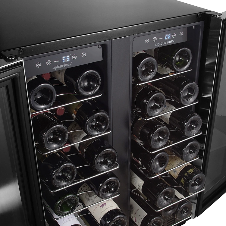ETL Approval Undercountr Compressor 36 Bottles Built in 2 Doors Dual Zone Wine Fridge