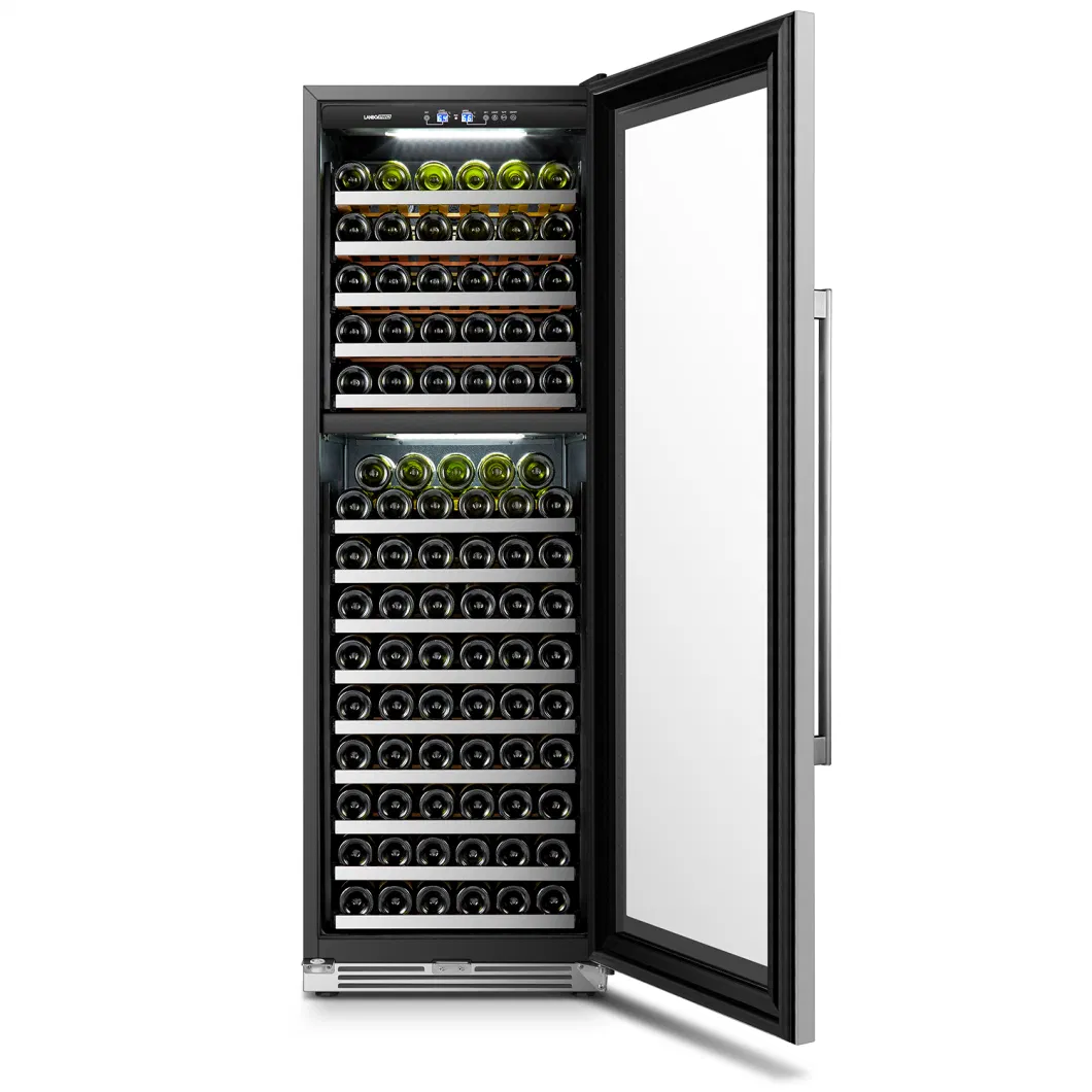Usf-168d Seamless Ss Dual Zone Wine Cabinet/Wine Refrigerator/Wine Fridge with Ss Front Shelves