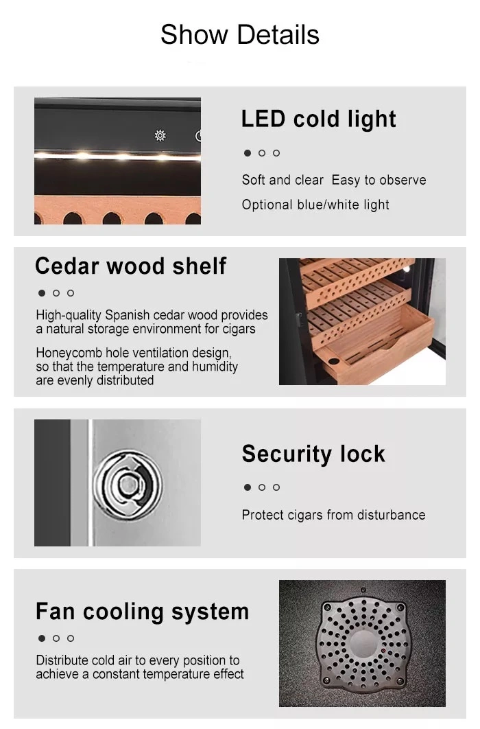 Spanish Cedar Wood Cigar Cabinet Constant Temperature Moisturizing Cigar Cooler Inverter Compressor Cigar Fridge