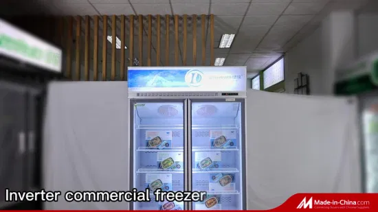 Wholesale Dynamic Cooling Double Transparent Glass Door Refrigerator Freezer with Inverter Compressor