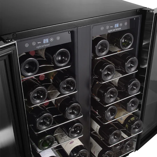ETL Approval Undrcounter Compressor 36 Bottles Built in 2 Doors Dual Zone Wine Fridge