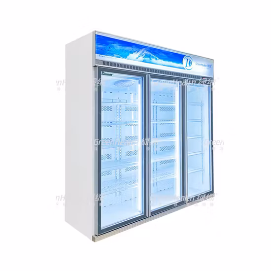 Wholesale Dynamic Cooling Double Transparent Glass Door Refrigerator Freezer with Inverter Compressor